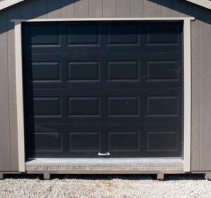 Standard Overhead Door in Black Available with windows