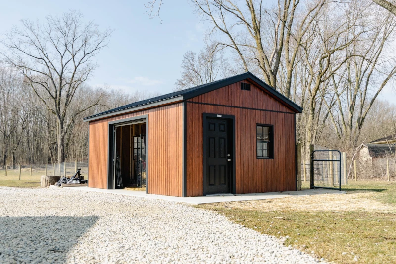 brown orange smart siding shed the lansing