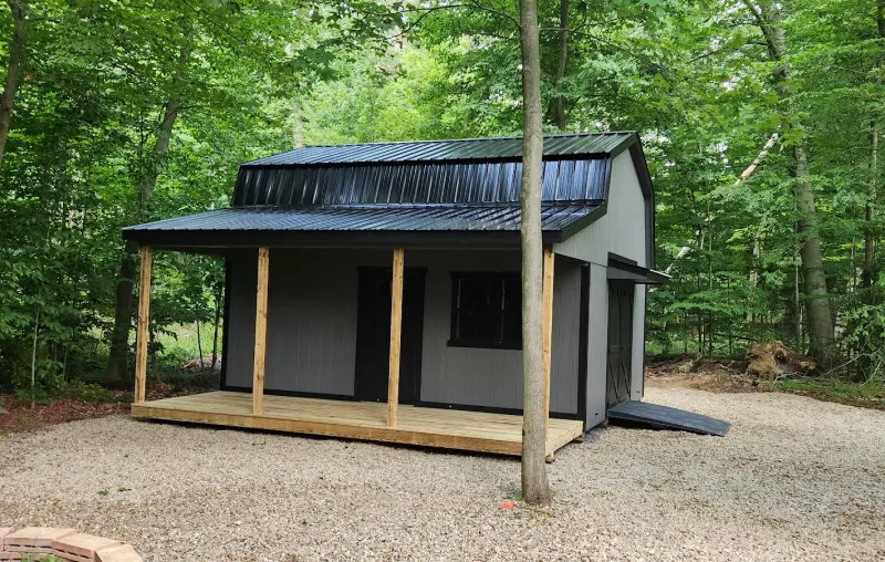 concord two story shed with porch