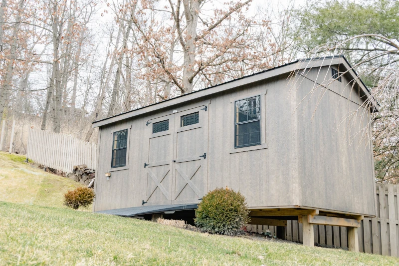 smart siding shed with two windows