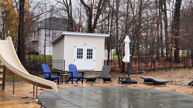 vinyl lean to pool shed